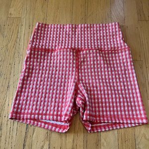Aerie red plaid bike shorts
